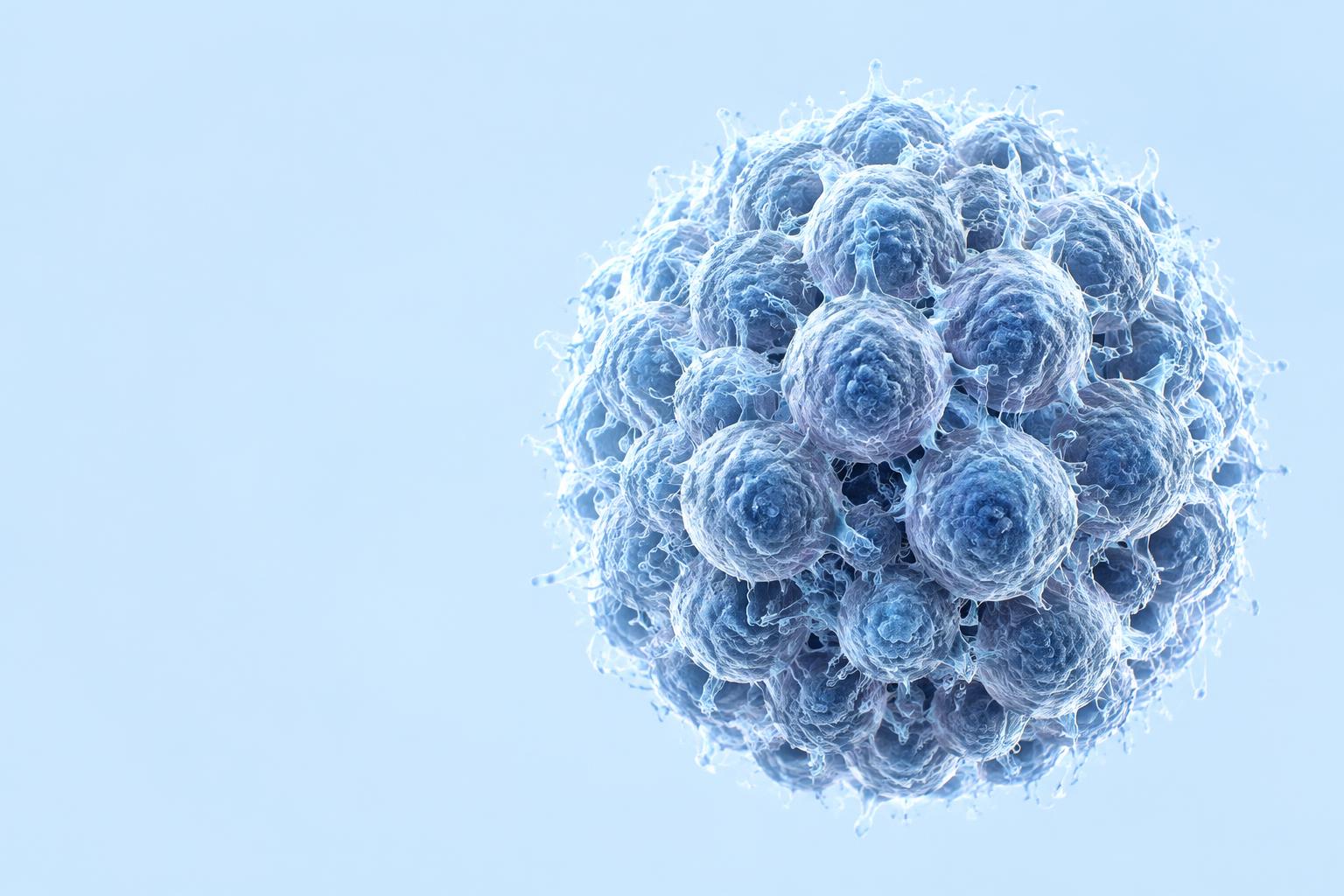 Scientific illustration of a cluster of translucent immune cells